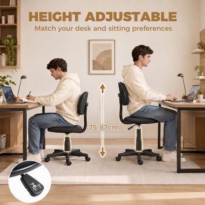 HOMCOM Small Armless Office Chair - Black