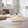 HOMCOM LED Coffee Table with Storage - High Gloss White