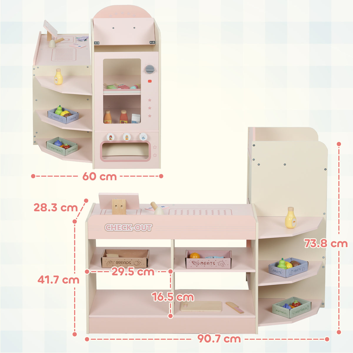 AIYAPLAY Kids Grocery Store in Pink
