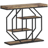 HOMCOM 4-Tier Industrial Console Table - Rustic Brown