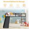 Sliding Loft Children Single Bed with Stairs and Safety Guardrails-Black
