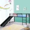 Sliding Loft Children Single Bed with Stairs and Safety Guardrails-Black
