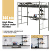 Metal Bunk Bed Frame High Sleeper with Desk and Storage Shelves-Silver