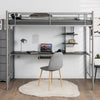 Metal Bunk Bed Frame High Sleeper with Desk and Storage Shelves-Silver