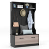 63 Inches Hall Tree with Coat Rack and Storage Bench-Black