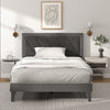 Single/Double Platform Bed with High Headboard &12 Wooden Slats-Double Size
