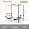 Double Size Metal Canopy Bed Frame-Black