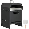 Outsunny 3 in 1 Outdoor Pizza Oven, Portable Wood Fired Pizza Maker with Handles, Stone and Peel