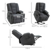 HOMCOM Electric Riser Recliner Armchair√Ø¬º≈í Oversized Chair with Cup Holder & Side Pockets for Elderly in Living Room, Charcoal Grey