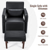Upholstered Padded Accent Chair with Footstool and Lumbar Pillow-Black