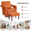 Upholstered Padded Accent Chair with Footstool and Lumbar Pillow-Orange