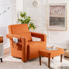 Upholstered Padded Accent Chair with Footstool and Lumbar Pillow-Orange