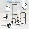 Rolling Fireplace Log Holder Carrier with Rubber Wheels and Convenient Handle