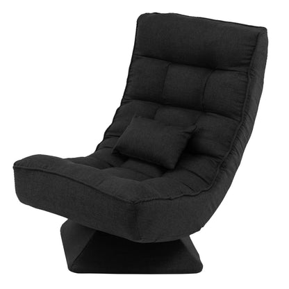 4-Position Adjustable Floor Chair with Swivel Base-Black