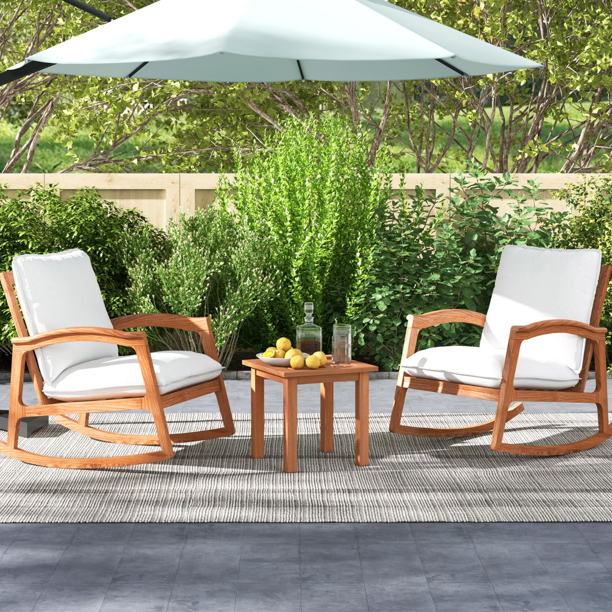 Patio Hardwood Side Table with Slatted Tabletop