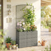 Outsunny Rattan Planter with Trellis, Raised Beds for Garden with Liner for Climbing Plants Vegetables Flowers, Dark Grey
