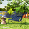 Outsunny 2 Seater Bench Pad, Garden Chair Cushion with Back and Ties for Indoor and Outdoor Use, 98 x 100 cm, Dark Blue