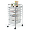 6 Drawers Storage Trolley with 4 Wheels for Makeup Beauty Salon-Transparent