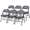 Set of 6 Folding Fabric Padded Chairs&nbsp;with Sponge Seat&nbsp;and Backrest-Grey