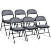 Set of 6 Folding Fabric Padded Chairs&nbsp;with Sponge Seat&nbsp;and Backrest-Grey
