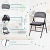 Set of 4 Folding Fabric Padded Chairs with Sponge Seat and Backrest-Grey