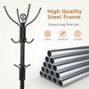 Modern Freestanding Metal Coat Stand with 12 Hooks for Bedroom Entryway-4-Leg Base