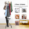 Modern Freestanding Metal Coat Stand with 12 Hooks for Bedroom Entryway-Triangular Base