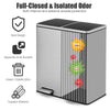 Double Recycle Pedal Bin wth Dual Removable Compartments-Silver
