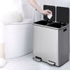 Double Recycle Pedal Bin wth Dual Removable Compartments-Silver