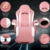 Electric Massage Gaming Chair with Cup Holder and Side Pouch-Pink