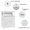 Bathroom Floor Cabinet with Double Shutter Door and Adjustable Shelf-White