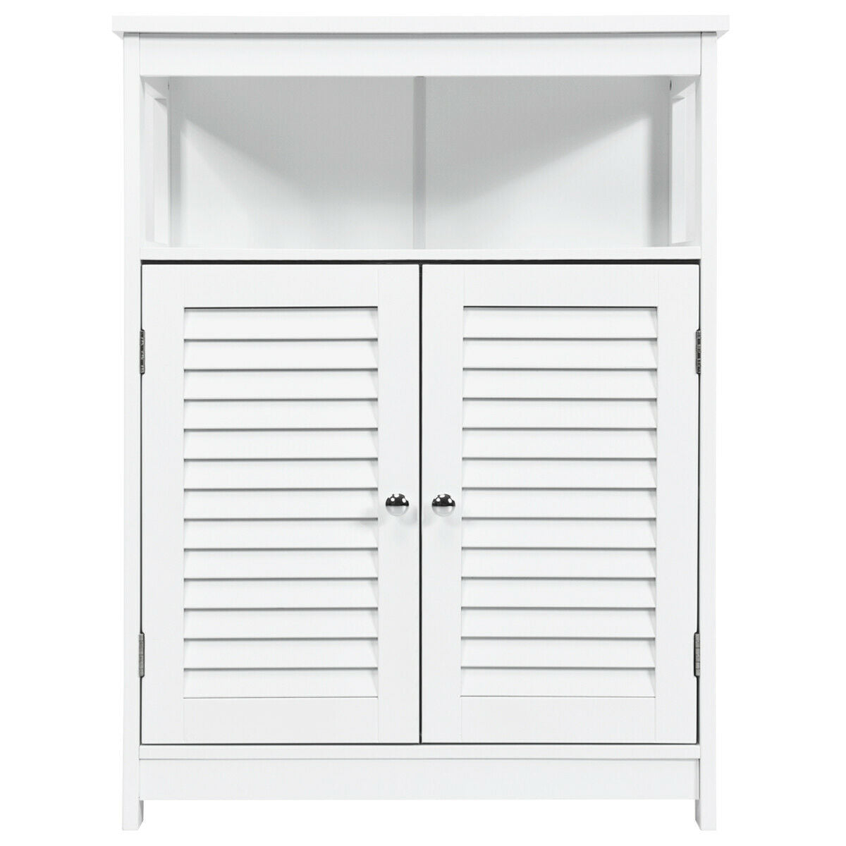 Bathroom Floor Cabinet with Double Shutter Door and Adjustable Shelf-White