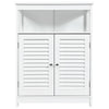 Bathroom Floor Cabinet with Double Shutter Door and Adjustable Shelf-White