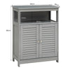 Bathroom Floor Cabinet with Double Shutter Door and Adjustable Shelf-Grey