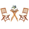 3 Piece Folding Bistro Set with Cushions for Patio-Beige