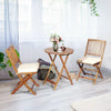 3 Piece Folding Bistro Set with Cushions for Patio-Beige