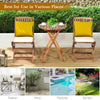 3 Piece Folding Bistro Set with Cushions for Patio-Beige