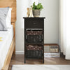 Bedside Table Made of Paulownia Wood in Country House Style-Black-2 Pieces