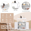 Bathroom Floor Cabinet with Double Shutter Door and Adjustable Shelf-White