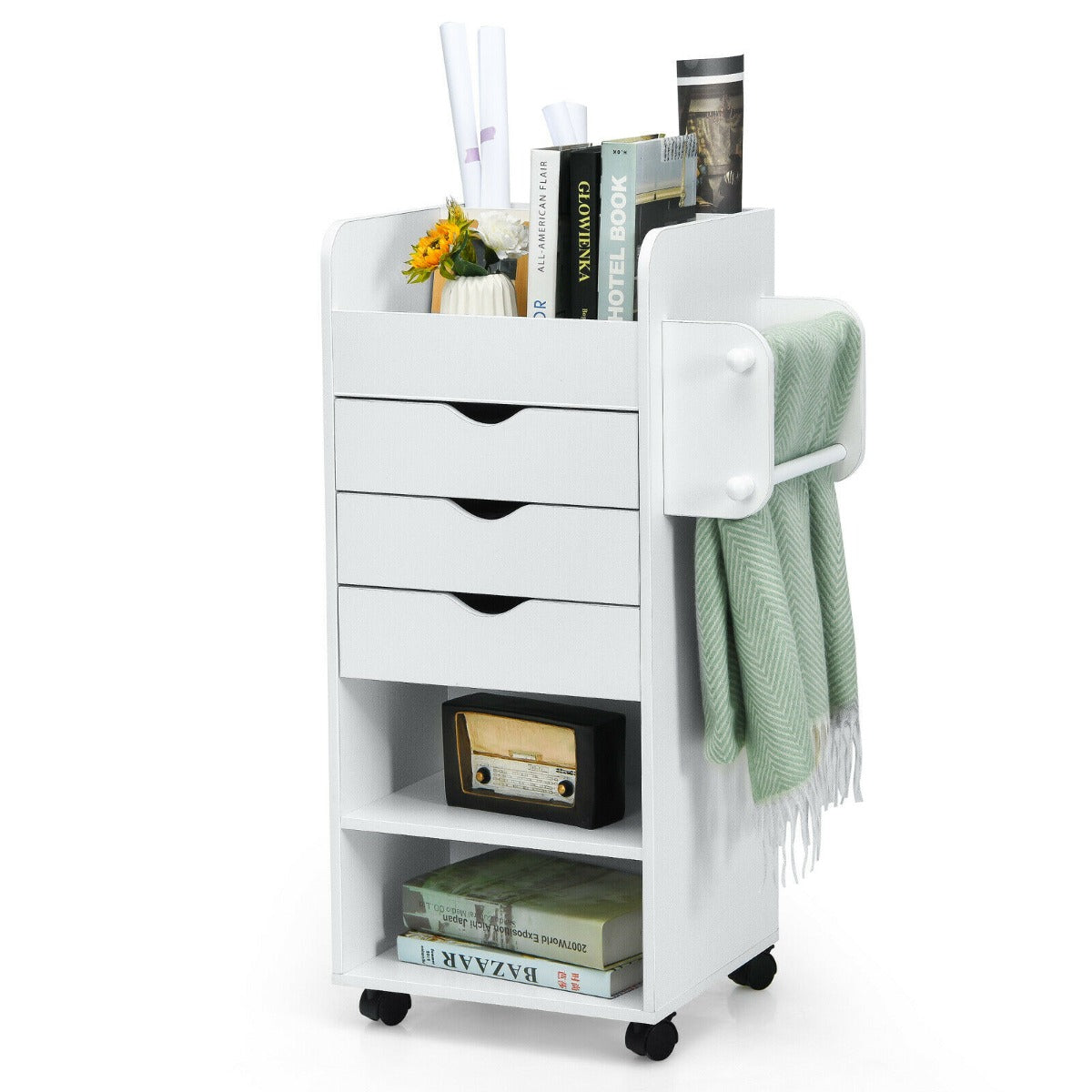 Craft Storage Cart with Mobile Drawers Shelves for Living Room