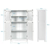 4-Door Bathroom Floor Cabinet with Tempered Glass Doors