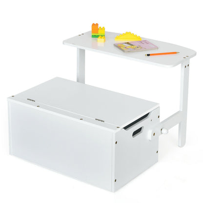 3-in-1 Kids Table and Chair Set with Toy Storage Box-White