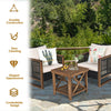 3 Pieces Outdoor Rattan Furniture Bistro Set with Cushioned Sofas-Beige