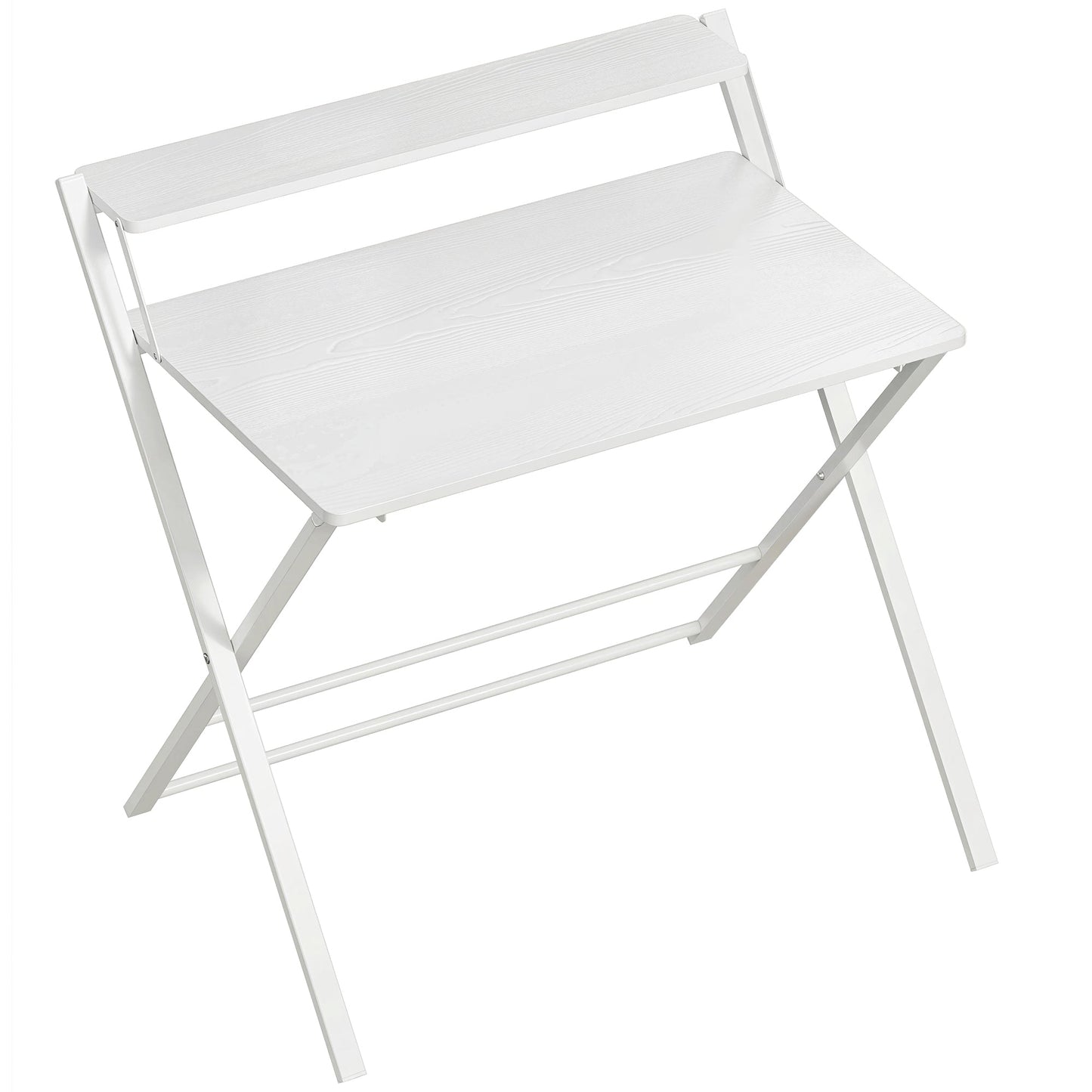 HOMCOM Compact Folding Desk for Small Spaces with Storage Shelf for Home Office, White