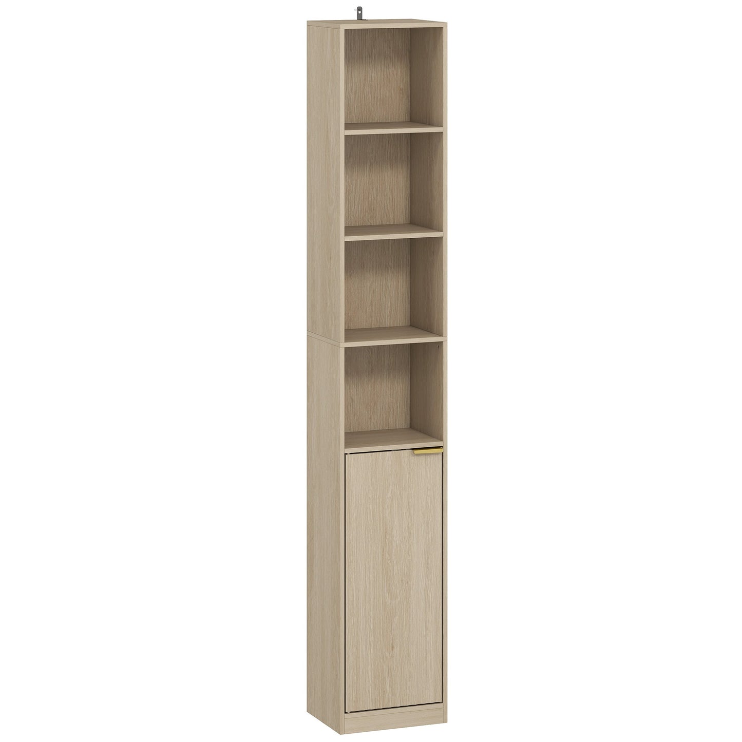 HOMCOM Bookcase Adjustable Shelf Bookshelf Anti-Tip Hardware 6-Tier Storage Cabinet Oak Wood Effect