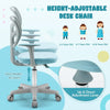 Kids Height-Adjustable Swivel Computer Desk Chair with Lumbar Support-Blue
