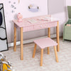 Girls Dressing Tables with Mirror and Drawer for Toddlers-Pink