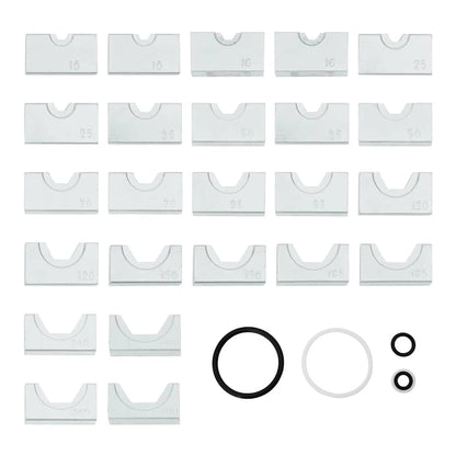 Various metal dies and rubber O-rings for the hydraulic crimping tool
