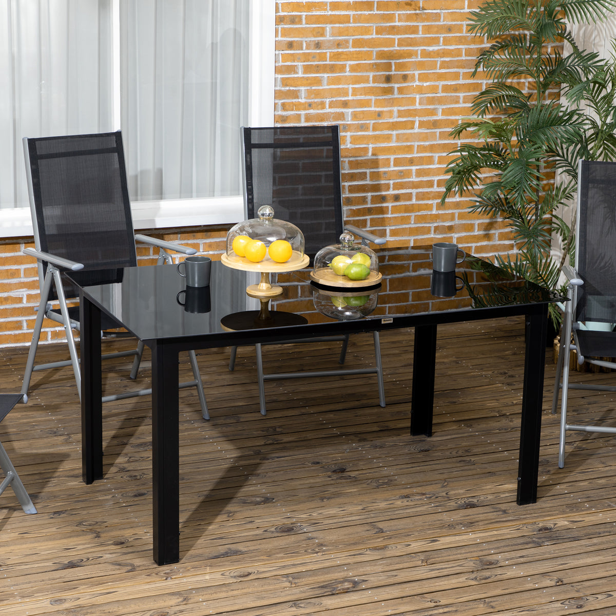 Outsunny Outdoor Dining Table for 6 in Black