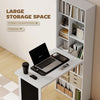 HOMCOM Wall Mounted Computer Desk, Folding Study Table with Black Board and Bookshelf, Multifunctional Floating Writing Desk for Home Office, White
